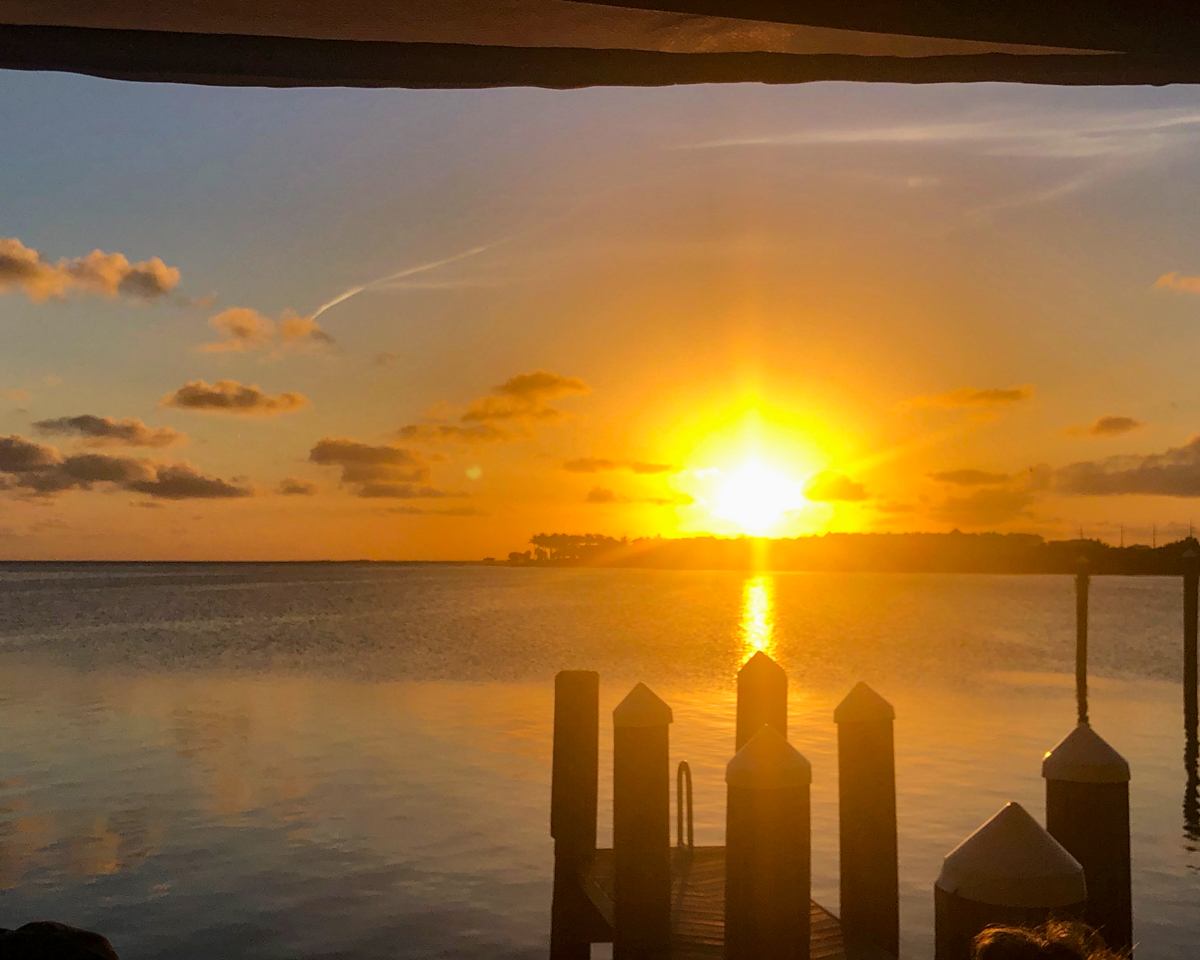 Sunset as seen from Lazy Days Restaurant