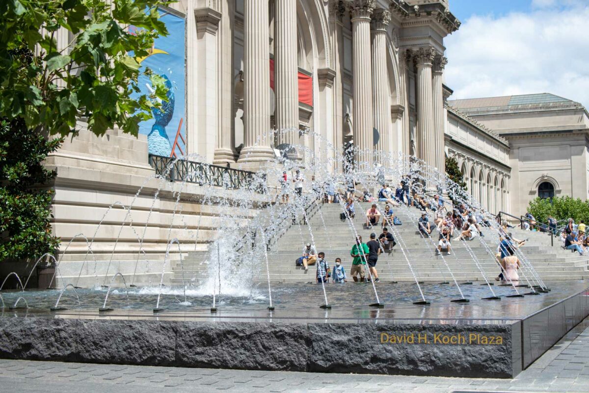 The fountains at the front of the Metropolitan Museum of Art