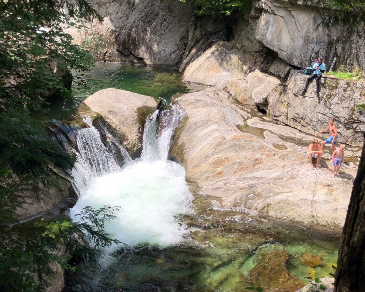 People swimming at Warren Falls
