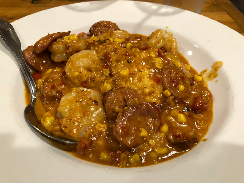 Shrimp and Grits with Alligator Sausage