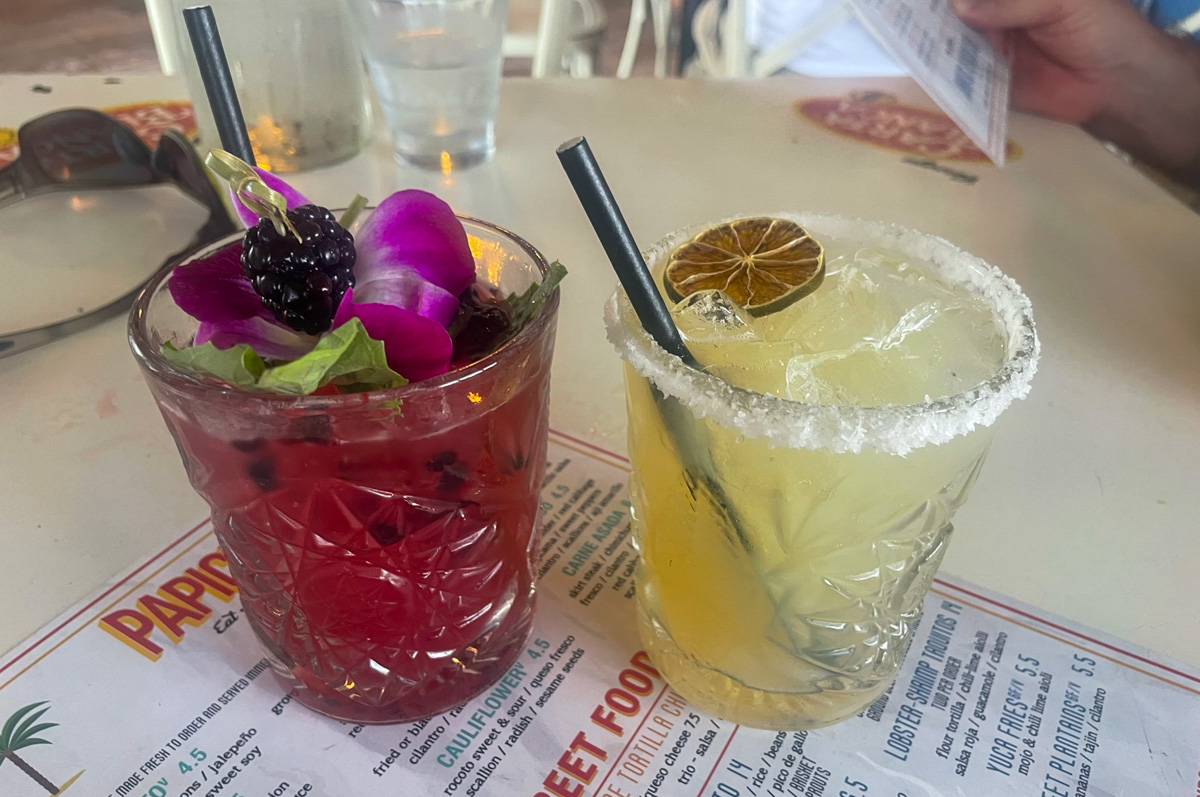 Our margaritas at PapiChulo Tacos