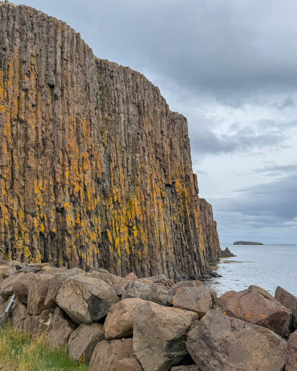Basalt cliffs in Stykkishólmur near the ferry to the West Fjords